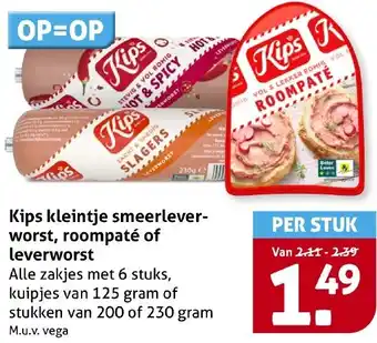 Hoogvliet Kips kleintje smeerlever- worst, roompaté of leverworst aanbieding