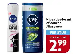 Hoogvliet Nivea deodorant of douche aanbieding