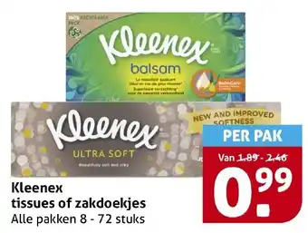 Hoogvliet Kleenex tissues of zakdoekjes aanbieding