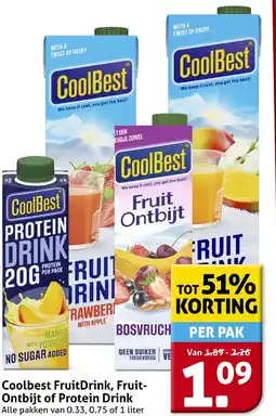 Hoogvliet Coolbest Fruit Drink, Fruit Ontbijt of Protein Drink aanbieding