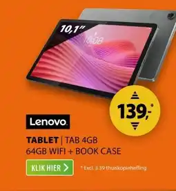 Expert Lenovo Tab 4GB 64GB Wifi + Book Case Grijs aanbieding