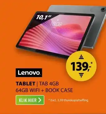 Expert Lenovo Tab 4GB 64GB Wifi + Book Case Grijs aanbieding