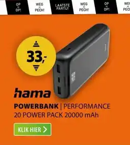 Expert Hama Performance 20 Power Pack 20.000 mAh Antraciet aanbieding
