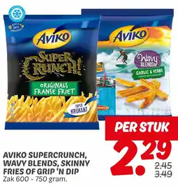 Dekamarkt Aviko supercrunch, wavy blends, skinny fries of grip 'n dip aanbieding