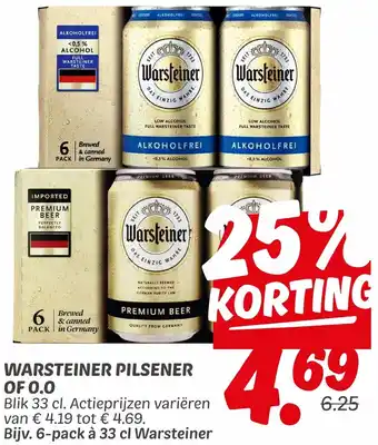 Dekamarkt Warsteiner pilsener of 0.0 aanbieding