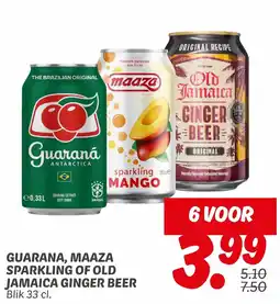 Dekamarkt Guarana, maaza sparkling of old jamaica ginger beer aanbieding