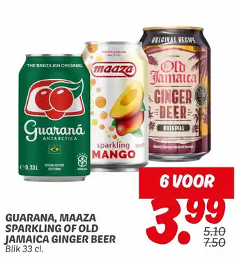 Dekamarkt Guarana, maaza sparkling of old jamaica ginger beer aanbieding