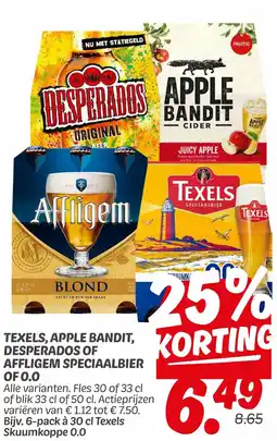 Dekamarkt Texels, apple bandit, desperados of affligem speciaalbier of 0.0 aanbieding