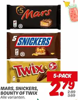Dekamarkt Mars, snickers, bounty of twix aanbieding