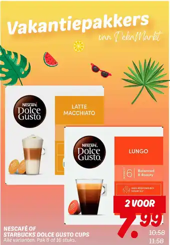 Dekamarkt Nescafé of starbucks dolce gusto cups aanbieding