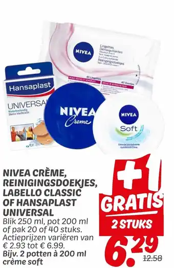 Dekamarkt Nivea crème, reinigingsdoekjes, labello classic of hansaplast universal aanbieding