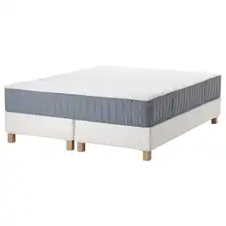 IKEA EspevÄr/vÅgstranda Lattenmatrasbodem met poten, wit/middelhard lichtblauw, 180x200 cm aanbieding