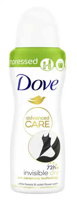 De Online Drogist Dove Invisible Dry Deospray White Freesia & Violet 100ML aanbieding