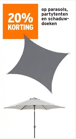 GAMMA Op parasols, partytenten en schaduw doeken aanbieding
