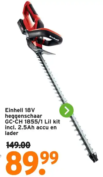 GAMMA Einhell 18V heggenschaar GC-CH 1855/1 Lil kit incl. 2.5Ah accu en lader aanbieding