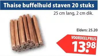 Huisdier Voordeelshop Thaise buffelhuid staven 20 stuks aanbieding