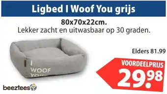 Huisdier Voordeelshop Ligbed I Woof You grijs aanbieding