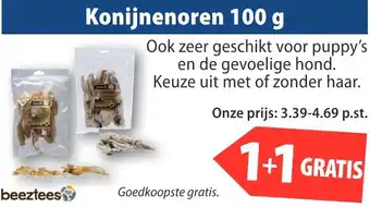Huisdier Voordeelshop Konijnenoren 100 g aanbieding