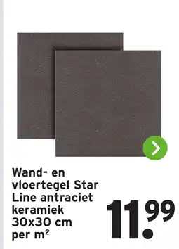 GAMMA Wand en vloertegel Star Line antraciet keramiek aanbieding