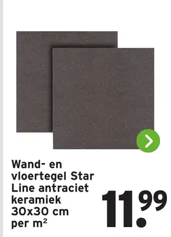 GAMMA Wand en vloertegel Star Line antraciet keramiek aanbieding