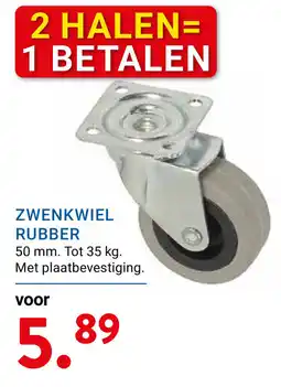 Kluswijs Zwenkwiel rubber aanbieding