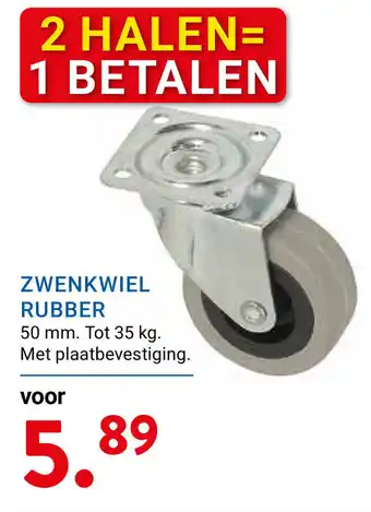 Kluswijs Zwenkwiel rubber aanbieding