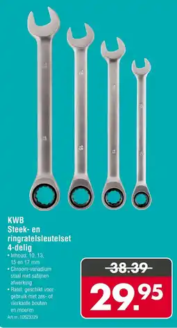 Enorm KWB Steek en ringratelsleutelset 4 delig aanbieding