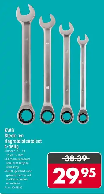 Enorm KWB Steek en ringratelsleutelset 4 delig aanbieding