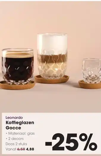HANOS Leonardo Koffieglazen Gocce aanbieding