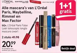Etos Alle mascara's van L'Oréal Paris, Maybelline, Rimmel en Max Factor aanbieding