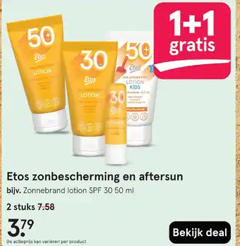 Etos Etos zonbescherming en aftersun aanbieding