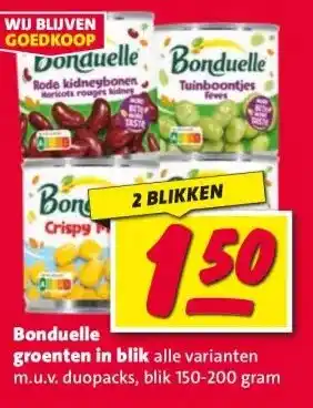 Nettorama Bonduelle groenten in blik aanbieding