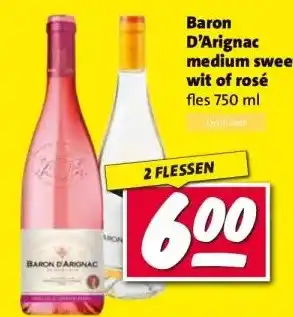 Nettorama Baron D'Arignac medium sweet wit of rosé aanbieding