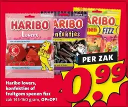 Nettorama Haribo lovers, konfekties of fruitgom spenen fizz aanbieding