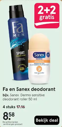 Etos Fa en Sanex deodorant aanbieding