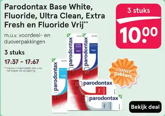 Etos Parodontax Base White, Fluoride, Ultra Clean, Extra Fresh en Fluoride Vrij aanbieding