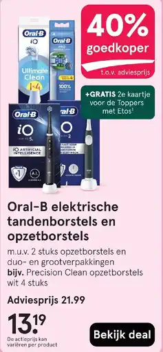 Etos Oral-B elektrische tandenborstels en opzetborstels aanbieding