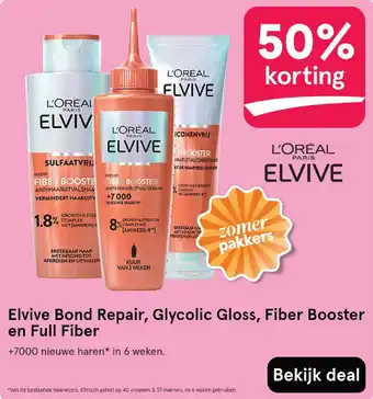 Etos Elvive Bond Repair, Glycolic Gloss, Fiber Booster en Full Fiber aanbieding