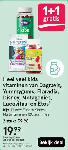 Etos Heel veel kids vitaminen van Dagravit, Yummygums, Floradix, Disney, Metagenics, Lucovitaal en Etos aanbieding