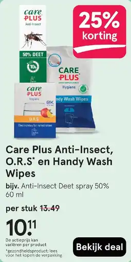 Etos Care Plus Anti Insect, O.R.S en Handy Wash Wipes aanbieding
