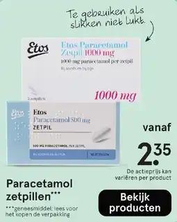 Etos Paracetamol 5 zetpillen aanbieding