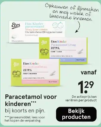 Etos Paracetamol voor kinderen aanbieding