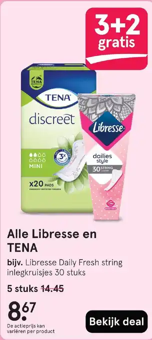 Etos Alle Libresse en TENA aanbieding