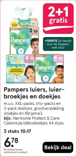 Etos Pampers luiers, luier- broekjes en doekjes aanbieding