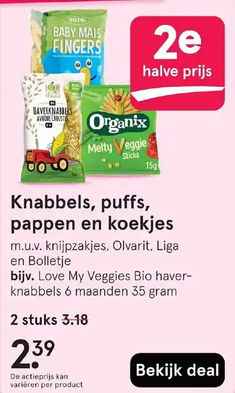 Etos Knabbels, puffs, pappen en koekjes aanbieding