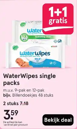 Etos WaterWipes single packs aanbieding