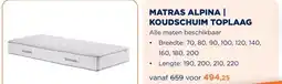 TotaalBED MATRAS ALPINA | KOUDSCHUIM TOPLAAG aanbieding