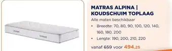TotaalBED MATRAS ALPINA | KOUDSCHUIM TOPLAAG aanbieding