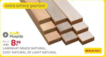 Praxis LAMINAAT GRACE NATURAL, COSY NATURAL OF LIGHT NATURAL aanbieding