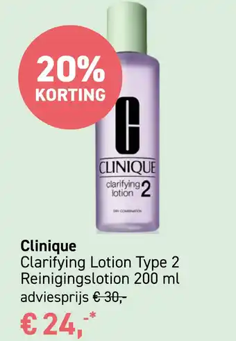 Mooi parfumerie Clinique Clarifying Lotion Type 2 Reinigingslotion 200 ml aanbieding